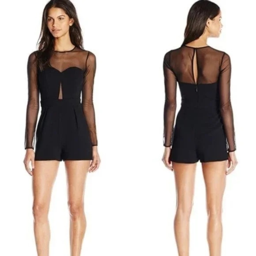 BCBGeneration Black Sheer Sleeve Romper